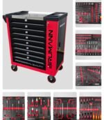 Servante Atelier Brumann 8 tiroirs 6 remplis + placard latéral + 2 clé dynamométrique