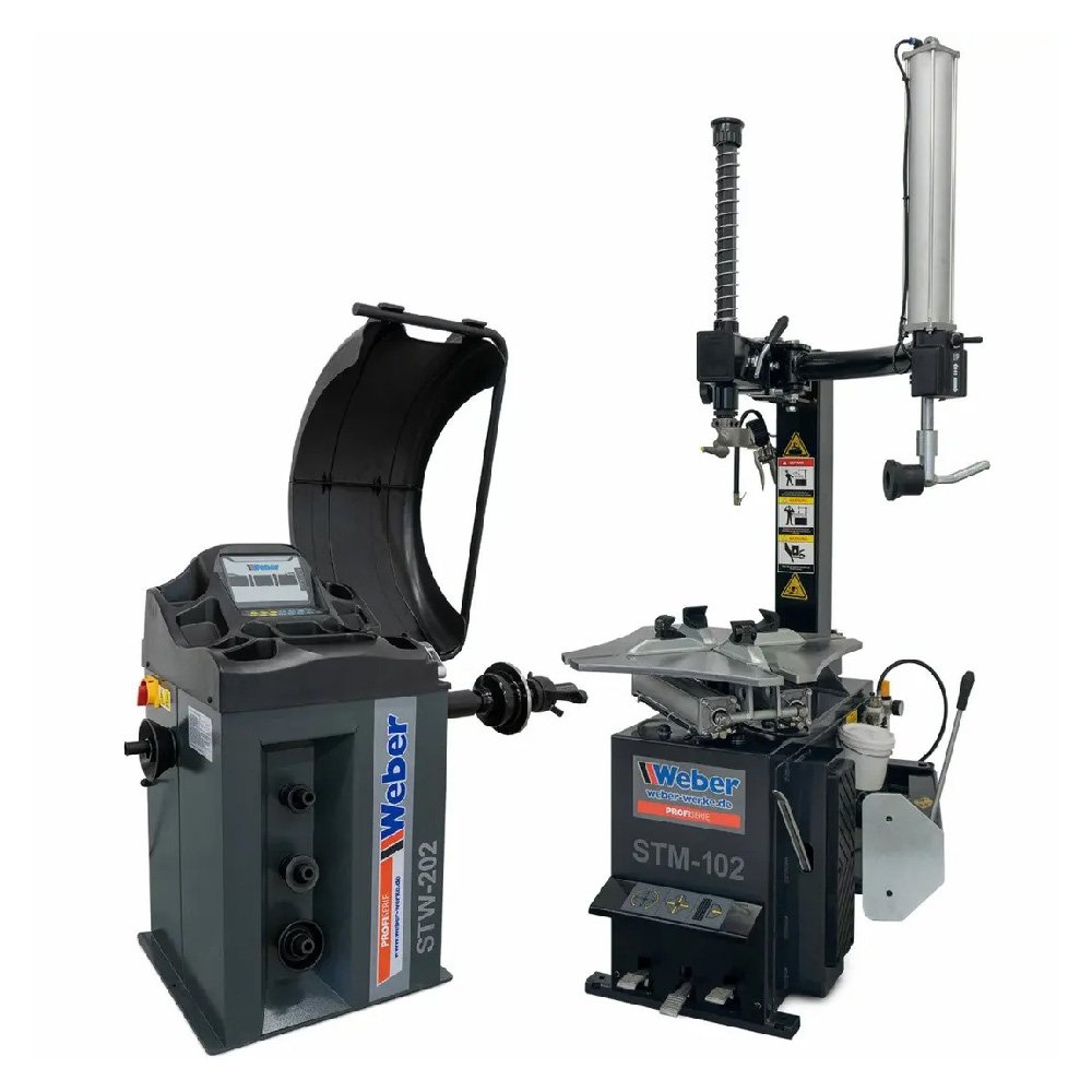 df-01 Machine à démonter les pneus Weber professionnelle avec bras de support et jeu d'équilibreurs de pneus – Image 1